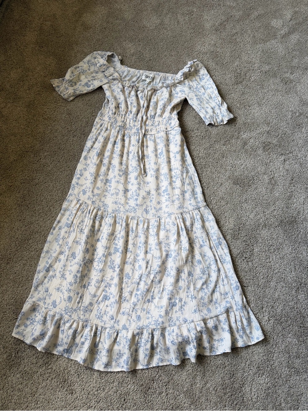 Trixxi Blue Floral Off-Shoulder Maxi Dress